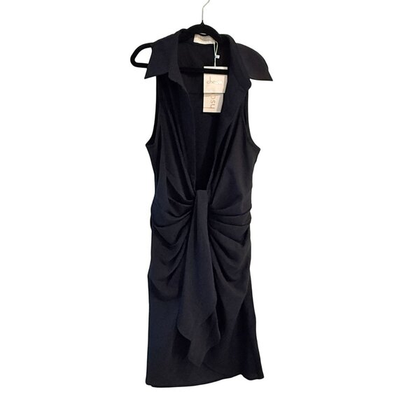 Choosy Size 2 Black Sleeveless Plunging Neckline Mini Shirt Dress - Picture 7 of 11